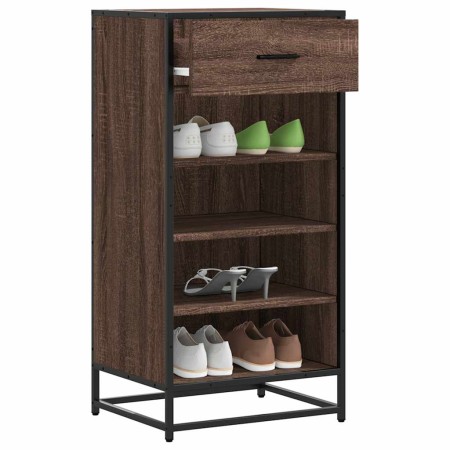 Zapatero madera contrachapada roble marrón 48x38x97,5 cm en Zapateros y organizadores de calzado | Comprar online en Foru.es