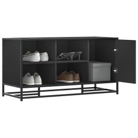 Banco zapatero madera de ingeniería y metal negro 100x40x53,5cm en Bancos para recibidores y almacenamiento | Comprar online en 