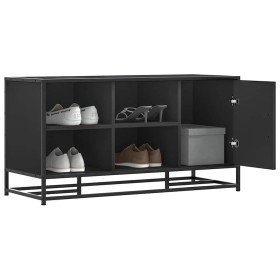 Banco zapatero madera de ingeniería y metal negro 100x40x53,5cm en Bancos para recibidores y almacenamiento | Comprar online en 