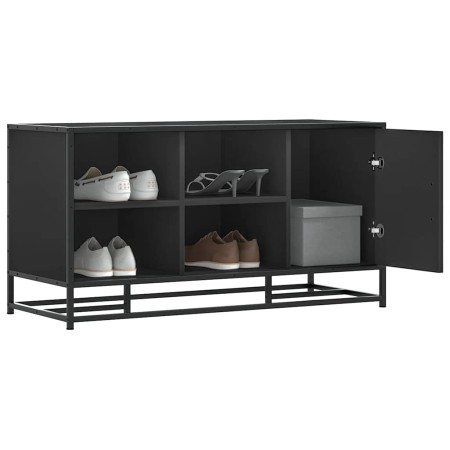 Banco zapatero madera de ingeniería y metal negro 100x40x53,5cm en Bancos para recibidores y almacenamiento | Comprar online en 