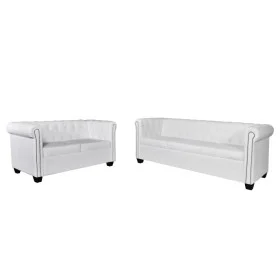Sofás Chesterfield de 2 y 3 plazas cuero sintético blanco de vidaXL, Sofás - Ref: Foro24-272250, Precio: 895,76 €, Descuento: %