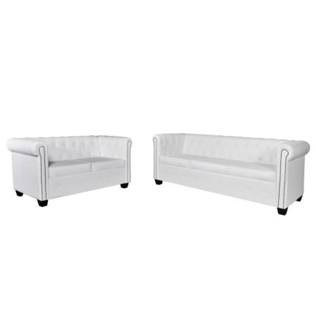 Sofás Chesterfield de 2 y 3 plazas cuero sintético blanco de vidaXL, Sofás - Ref: Foro24-272250, Precio: 910,02 €, Descuento: %