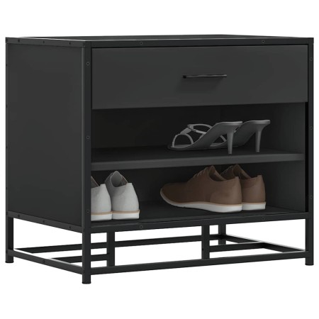 Banco zapatero madera de ingeniería y metal negro 60x40x53,5 cm en Bancos para recibidores y almacenamiento | Comprar online en 