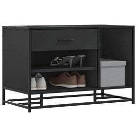 Banco zapatero madera de ingeniería y metal negro 80x40x53,5 cm en Bancos para recibidores y almacenamiento | Comprar online en 
