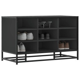 Banco zapatero madera de ingeniería y metal negro 84x40x53,5 cm en Bancos para recibidores y almacenamiento | Comprar online en 