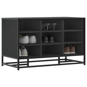 Banco zapatero madera de ingeniería y metal negro 84x40x53,5 cm en Bancos para recibidores y almacenamiento | Comprar online en 