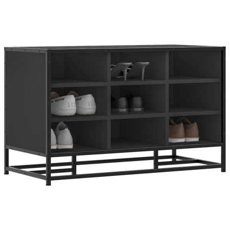Banco zapatero madera de ingeniería y metal negro 84x40x53,5 cm en Bancos para recibidores y almacenamiento | Comprar online en 
