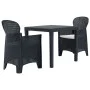 Mesa y sillas de jardín 3 piezas plástico gris aspecto ratán de vidaXL, Conjuntos de jardín - Ref: Foro24-276113, Precio: 240...