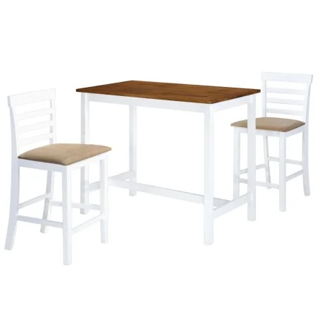 Set mesa y sillas de bar 3 piezas madera maciza marrón y blanco de vidaXL, muebles para cocinas y comedores - Ref: Foro24-275...