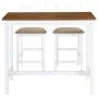 Set mesa y sillas de bar 3 piezas madera maciza marrón y blanco de vidaXL, muebles para cocinas y comedores - Ref: Foro24-275...