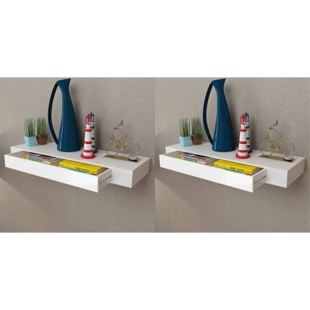 Estantes de pared flotantes con cajones 2 uds blanco 80 cm de vidaXL, Estantes y estanterías - Ref: Foro24-276002, Precio: 10...