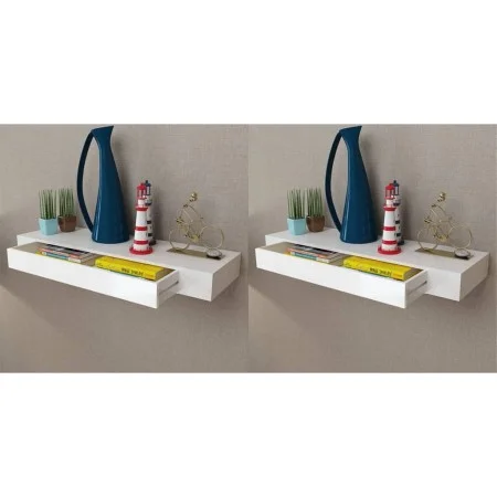 Estantes de pared flotantes con cajones 2 uds blanco 80 cm de vidaXL, Estantes y estanterías - Ref: Foro24-276002, Precio: 10...