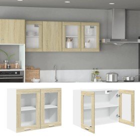Vitrina colgante "Lyon" roble Sonoma 80x31x60 cm madera de ingeniería en Armarios de cocina | Comprar online en Foru.es