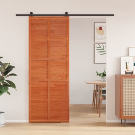 Puerta de granero madera maciza pino marrón miel 80x208 cm en Puertas | Comprar online en Foru.es