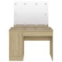 Tocador de maquillaje con luces LED MDF roble 110x55x145 cm de vidaXL, Tocadores para dormitorios - Ref: Foro24-331553, Preci...