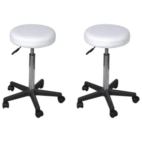 Taburetes de oficina 2 uds cuero sintético blanco de vidaXL, Sillas de oficina - Ref: Foro24-277175, Precio: 79,39 €, Descuen...