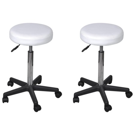 Taburetes de oficina 2 uds cuero sintético blanco de vidaXL, Sillas de oficina - Ref: Foro24-277175, Precio: 80,15 €, Descuen...
