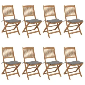 Folding garden chairs 8 pcs solid acacia wood and cushions by vidaXL, Garden chairs - Ref: Foro24-3075022, Price: 376,14 €, D...