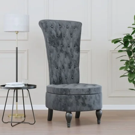 Sillón de respaldo alto con botones terciopelo gris oscuro de vidaXL, Sillas poltrona - Ref: Foro24-352465, Precio: 185,87 €,...