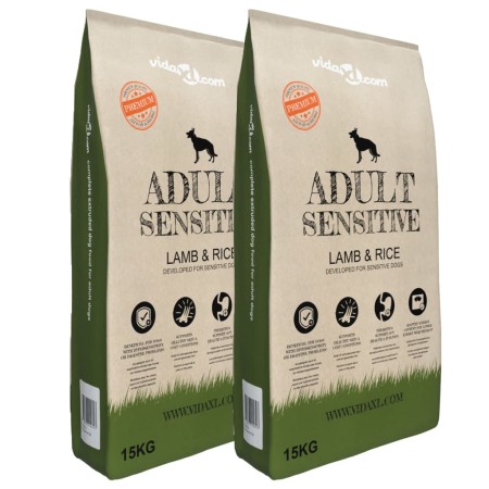 Comida seca para perro Adult Sensitive Lamb & Rice 2 Uds 30 kg de vidaXL, Comida para perros - Ref: Foro24-275192, Precio: 69...