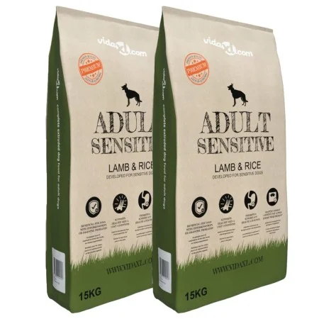 Comida seca para perro Adult Sensitive Lamb & Rice 2 Uds 30 kg de vidaXL, Comida para perros - Ref: Foro24-275192, Precio: 68...