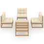 Muebles de jardín 4 piezas con cojines de madera de pino maciza en Conjuntos de jardín | Comprar online en Foru.es