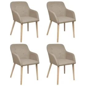 Sillas de comedor 4 unidades tela beige y madera maciza roble de vidaXL, Sillas de comedor - Ref: Foro24-270570, Precio: 433,...