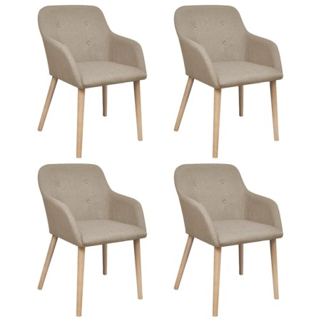 Sillas de comedor 4 unidades tela beige y madera maciza roble de vidaXL, Sillas de comedor - Ref: Foro24-270570, Precio: 468,...