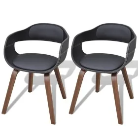 Esszimmerstühle, 2 Stück, aus gebogenem Holz und schwarzem Kunstleder von vidaXL, Essstühle - Ref: Foro24-271944, Preis: 260,...