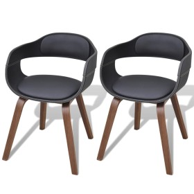 Sillas de comedor 2 uds madera curvada y cuero sintético negro de vidaXL, Sillas de comedor - Ref: Foro24-271944, Precio: 279...