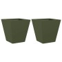 Jardineras 2 unidades acero verde oliva 30x30x30 cm en Macetas y jardineras | Comprar online en Foru.es