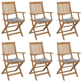 Sillas de jardín plegables 6 uds y cojines madera maciza acacia de vidaXL, Sillas de jardín - Ref: Foro24-3074954, Precio: 32...