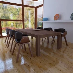 Sillas de comedor 6 unidades madera curvada y cuero artificial de vidaXL, Sillas de comedor - Ref: Foro24-270552, Precio: 971...