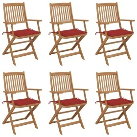 Sillas de jardín plegables 6 uds y cojines madera maciza acacia de vidaXL, Sillas de jardín - Ref: Foro24-3074946, Precio: 34...