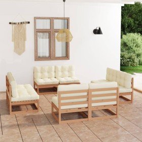Juego de muebles de jardín 8 pzas y cojines madera pino maciza en Conjuntos de jardín | Comprar online en Foru.es