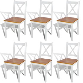 Sillas de comedor 6 unidades madera de pino blancas de vidaXL, Sillas de comedor - Ref: Foro24-271497, Precio: 282,10 €, Desc...