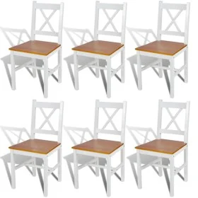 Sillas de comedor 6 unidades madera de pino blancas de vidaXL, Sillas de comedor - Ref: Foro24-271497, Precio: 294,14 €, Desc...