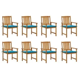 Sillas de jardín con cojines 8 uds madera maciza de acacia de vidaXL, Sillas de jardín - Ref: Foro24-3078170, Precio: 603,89 ...