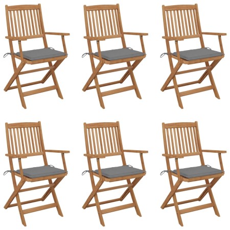 Sillas de jardín plegables 6 uds y cojines madera maciza acacia de vidaXL, Sillas de jardín - Ref: Foro24-3074941, Precio: 34...