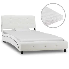 Cama con colchón cuero sintético blanco 90x200 cm de vidaXL, Camas y somieres - Ref: Foro24-277569, Precio: 358,41 €, Descuen...