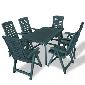 Juego de comedor de jardín 7 piezas plástico verde de vidaXL, Conjuntos de jardín - Ref: Foro24-275080, Precio: 831,62 €, Des...