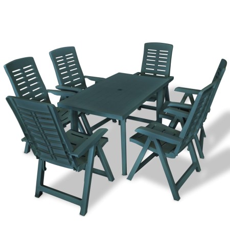 Juego de comedor de jardín 7 piezas plástico verde de vidaXL, Conjuntos de jardín - Ref: Foro24-275080, Precio: 831,62 €, Des...
