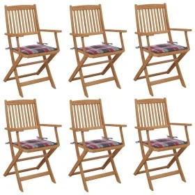 Folding garden chairs 6 pcs solid acacia wood and cushions by vidaXL, Garden chairs - Ref: Foro24-3074953, Price: 322,76 €, D...