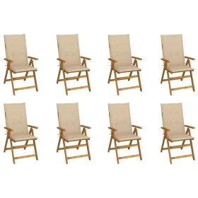 Folding garden chairs and cushions 8 pcs solid acacia wood by vidaXL, Garden chairs - Ref: Foro24-3075057, Price: 642,13 €, D...