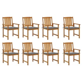 Sillas de jardín con cojines 8 uds madera maciza de acacia de vidaXL, Sillas de jardín - Ref: Foro24-3078167, Precio: 654,53 ...