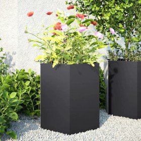 Jardinera hexagonal acero negra 46x40x45 cm en Macetas y jardineras | Comprar online en Foru.es
