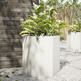 Jardinera hexagonal acero blanco 46x40x45 cm en Macetas y jardineras | Comprar online en Foru.es