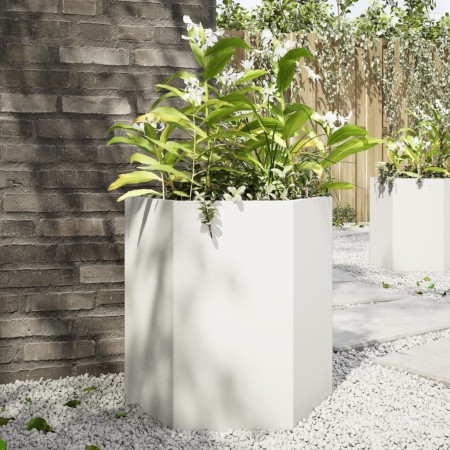 Jardinera hexagonal acero blanco 46x40x45 cm en Macetas y jardineras | Comprar online en Foru.es