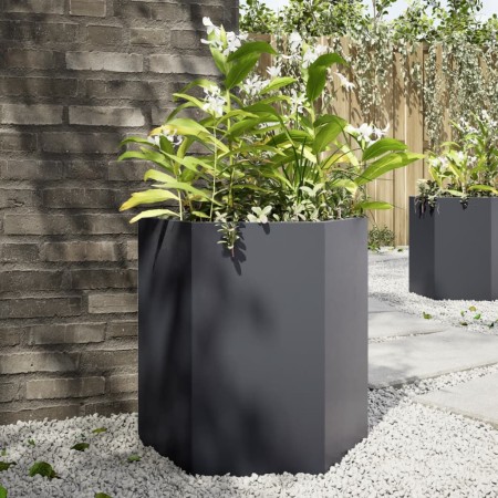 Jardinera hexagonal acero gris antracita 46x40x45 cm en Macetas y jardineras | Comprar online en Foru.es