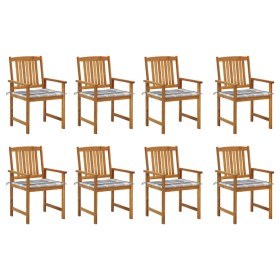 Sillas de jardín con cojines 8 uds madera maciza de acacia de vidaXL, Sillas de jardín - Ref: Foro24-3078180, Precio: 646,07 ...
